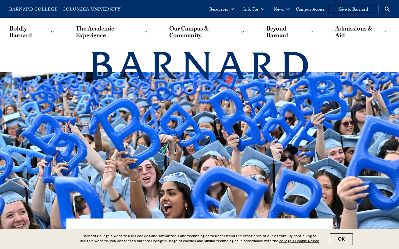 Screenshot of barnard.edu