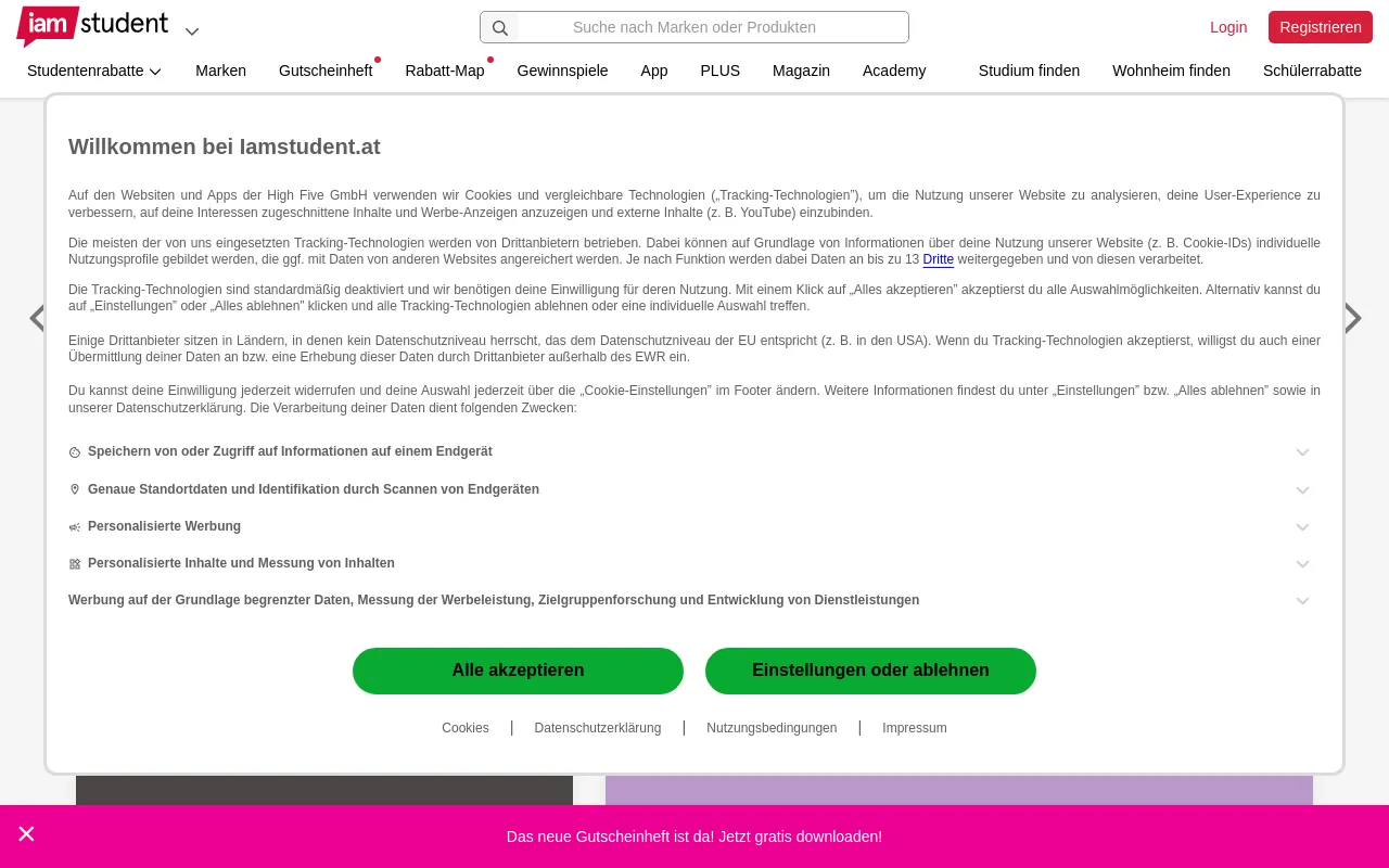 Screenshot of iamstudent.at
