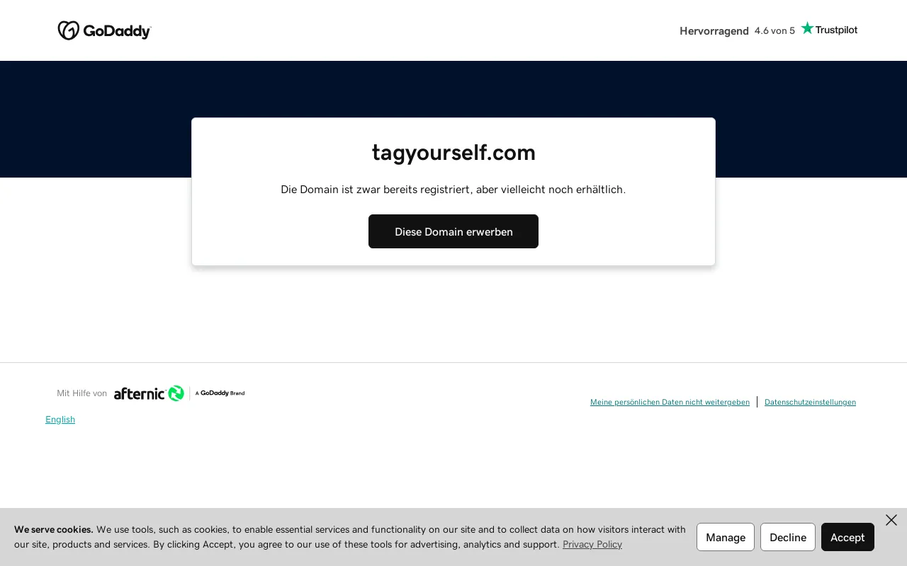 Screenshot of tagyourself.com