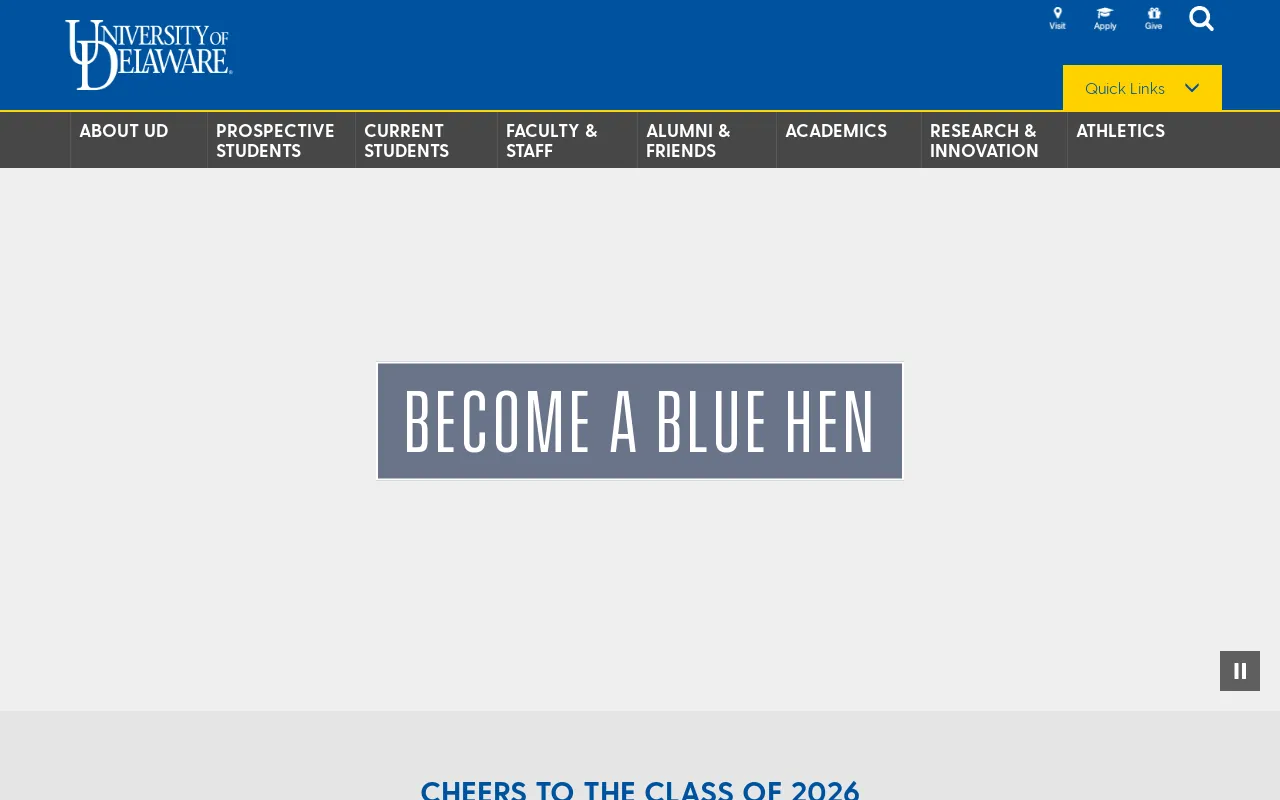 Screenshot of udel.edu